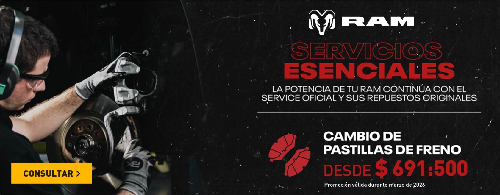 Promos servicio RAM pastillas de freno