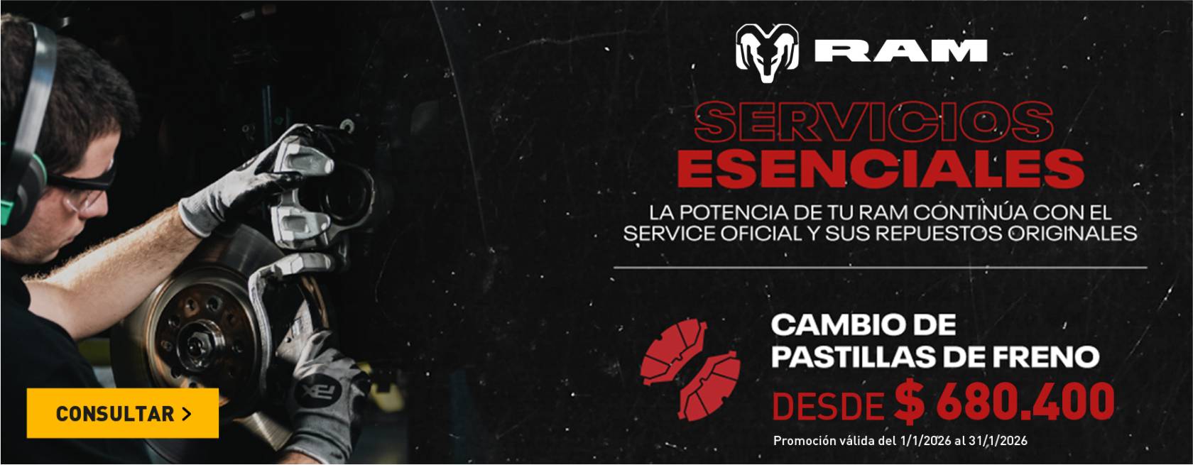 Promos servicio RAM pastillas de freno